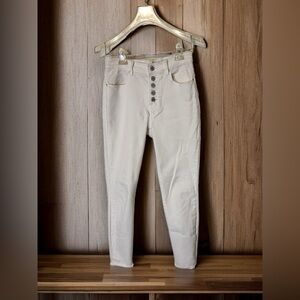 PacSun White Power Super Stretch High-Rise Ankle Jeggings w/ Button Fly Closure